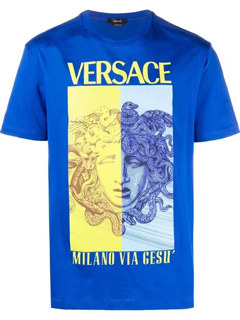 women orange versace medusa print t-shirt|men's Versace t shirt sale.